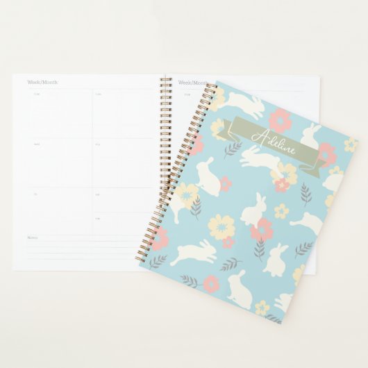 Cute Rabbits Flowers Pattern Planner (Display)