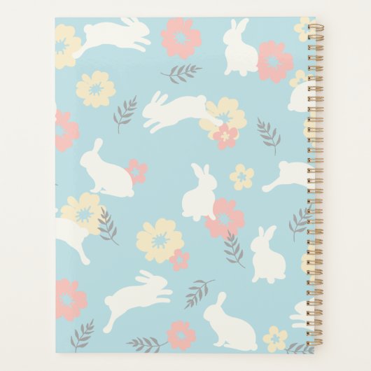 Cute Rabbits Flowers Pattern Planner (Achterkant)