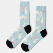 Cute Rabbits Flowers Pattern Sokken (Links)
