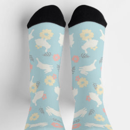 Cute Rabbits Flowers Pattern Sokken