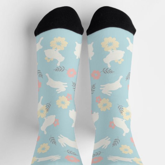 Cute Rabbits Flowers Pattern Sokken (Top)