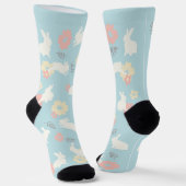 Cute Rabbits Flowers Pattern Sokken (Gebogen)