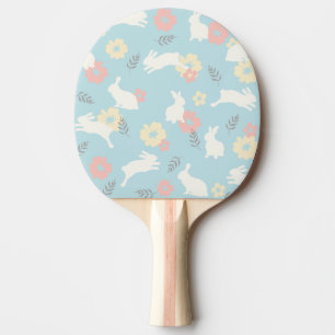 Cute Rabbits Flowers Pattern Tafeltennisbatje