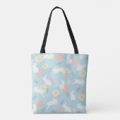 Cute Rabbits Flowers Pattern Tote Bag (Achterkant)