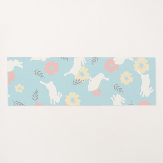 Cute Rabbits Flowers Pattern Yogamat (Achterkant (horizontaal))