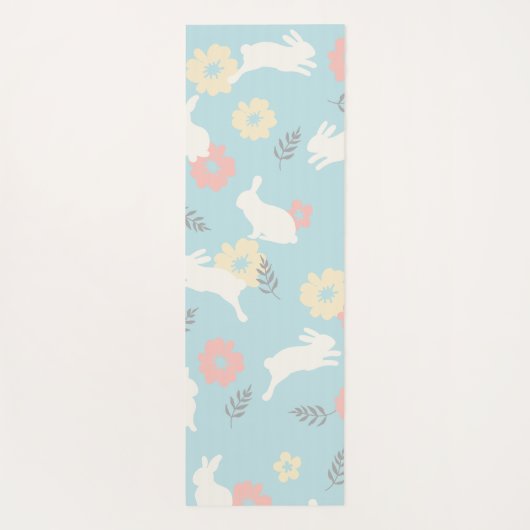 Cute Rabbits Flowers Pattern Yogamat (Achterkant)