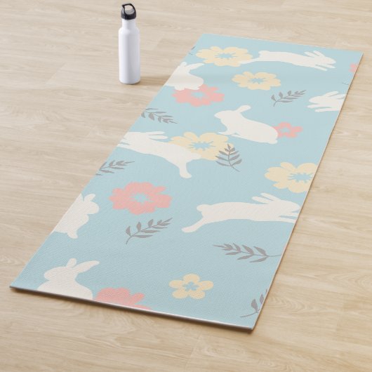Cute Rabbits Flowers Pattern Yogamat (In situ)