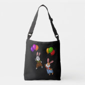 Cute Rabbits Funny Bunny Balloons Crossbody Tas (Voorkant)