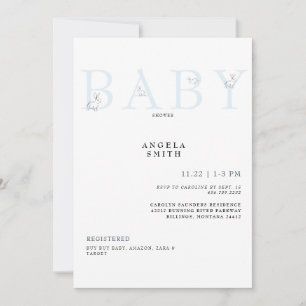 Cute Rabbits Light Blue Gingham Baby shower Invita Kaart