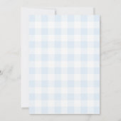 Cute Rabbits Light Blue Gingham Baby shower Invita Kaart (Achterkant)
