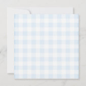 Cute Rabbits Light Blue Gingham Baby shower Sq. Kaart (Achterkant)
