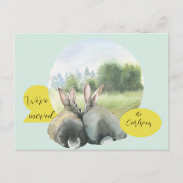 Cute Rabbits Moving House New Address Aankondigingskaart