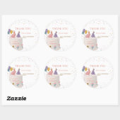 Cute Rabbits on Cake Joint Birthday Sister  Ronde Sticker (Vel)