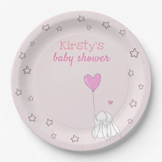 Cute Rabbits - Roze Baby shower Papieren Bordje (Voorkant)