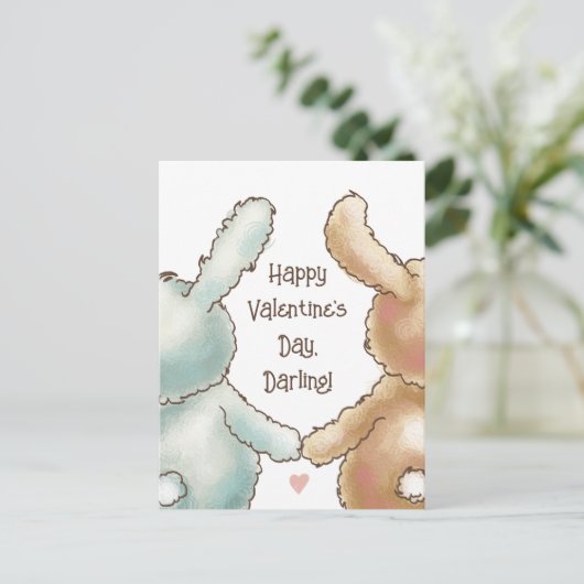 Cute Rabbits Valentijn Briefkaart (Staand voorkant)