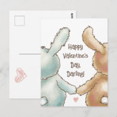 Cute Rabbits Valentijn Briefkaart (Voorkant / Achterkant)