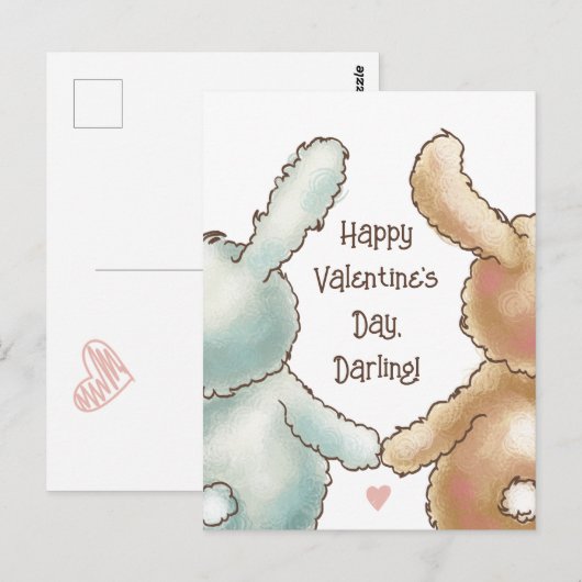 Cute Rabbits Valentijn Briefkaart (Voorkant / Achterkant)