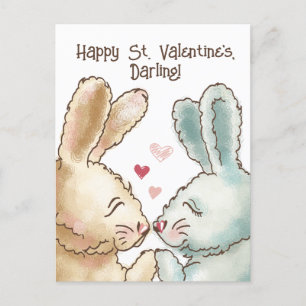 Cute Rabbits Valentijn Briefkaart