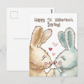 Cute Rabbits Valentijn Briefkaart (Voorkant / Achterkant)