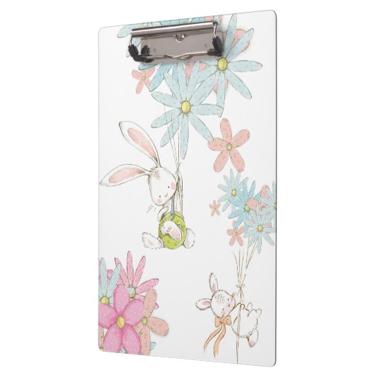 Cute rabbits with flowers notebook klembord (Links)