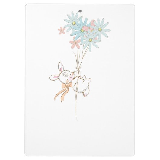Cute rabbits with flowers notebook klembord (Achterkant)