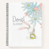 Cute rabbits with flowers notebook notitieboek (Voorkant)