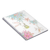 Cute rabbits with flowers notebook notitieboek (Rechterzijde)
