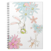 Cute rabbits with flowers notebook notitieboek (Voorkant)