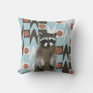 Cute Raccin met Fun Geometrische achtergrond Kussen