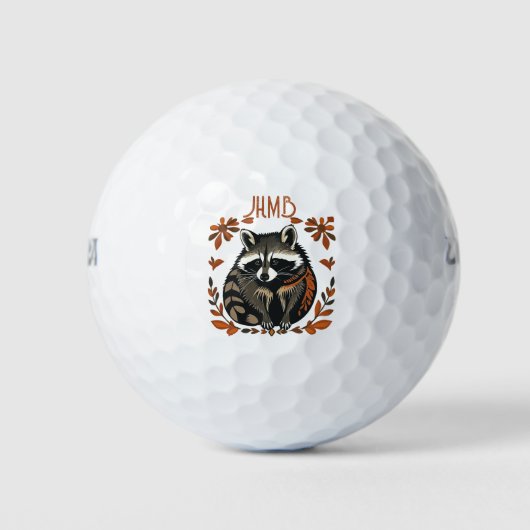 Cute Raccoon Animal logo Monogram Art Golfballen (Voorkant)