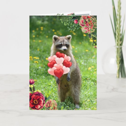Cute Raccoon Animal Valentijnsdag Holiday Kaart (Voorkant)