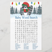 Cute Raccoon Baby shower Word Search (Voorkant)
