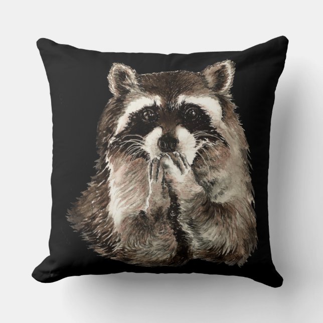 Cute Raccoon Baling Kisses Humor Animal art Kussen (Voorkant)