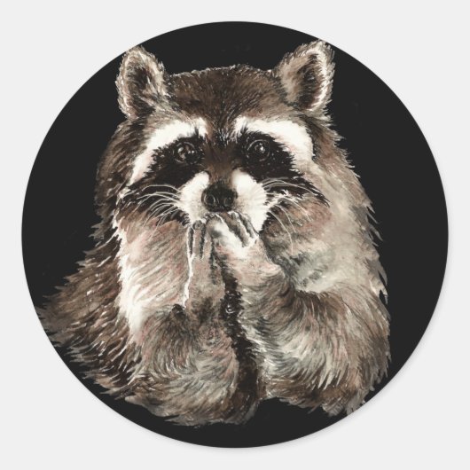 Cute Raccoon Baling Kisses Humor Animal art Ronde Sticker (Voorkant)