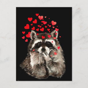 Cute Raccoon Bblazing Kisses Love Hearts Briefkaart