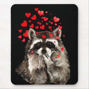 Cute Raccoon Bblazing Kisses Love Hearts Muismat