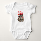 Cute Raccoon Bblazing Kisses Love Hearts Romper (Voorkant)