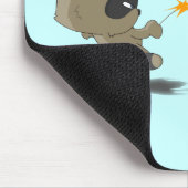 Cute Raccoon Bird Fencing Cartoon Anime Mousepad Muismat (Hoek)