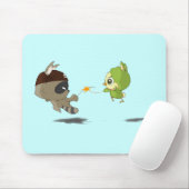 Cute Raccoon Bird Fencing Cartoon Anime Mousepad Muismat (Met muis)