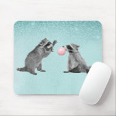 Cute Raccoon Blue Bubble Gum Muismat (Met muis)