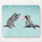 Cute Raccoon Blue Bubble Gum Muismat (Voorkant)