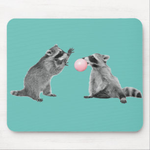 Cute Raccoon Blue Bubble Gum Muismat