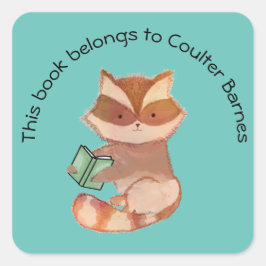 Cute Raccoon Book Sticker voor Boys