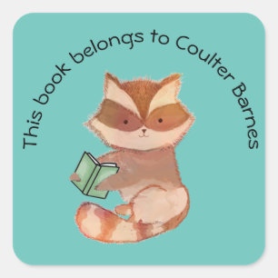 Cute Raccoon Book Sticker voor Boys