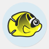Cute Raccoon Butterflyfish Ronde Sticker (Voorkant)