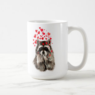 Cute Raccoon Bwaring Kisses Animal Natuur Art Koffiemok