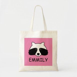 Cute raccoon canvas tas op maat van kinderen