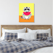 Cute Raccoon Cartoon Canvas Afdruk (Insitu (Slaapkamer))