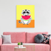Cute Raccoon Cartoon Canvas Afdruk (Insitu (Woonkamer))