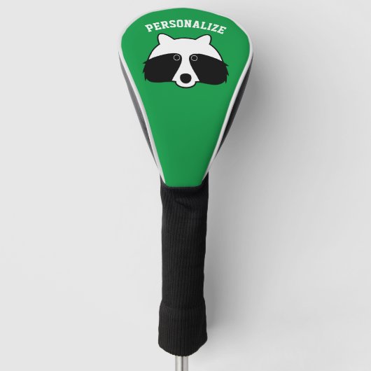 Cute raccoon cartoon op maat golfheadcover (Voorkant)